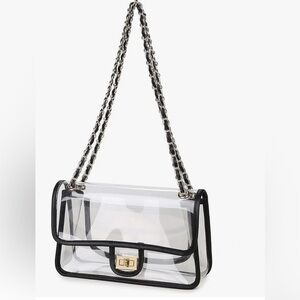Transparent Black Trim Women's Stadium Bag